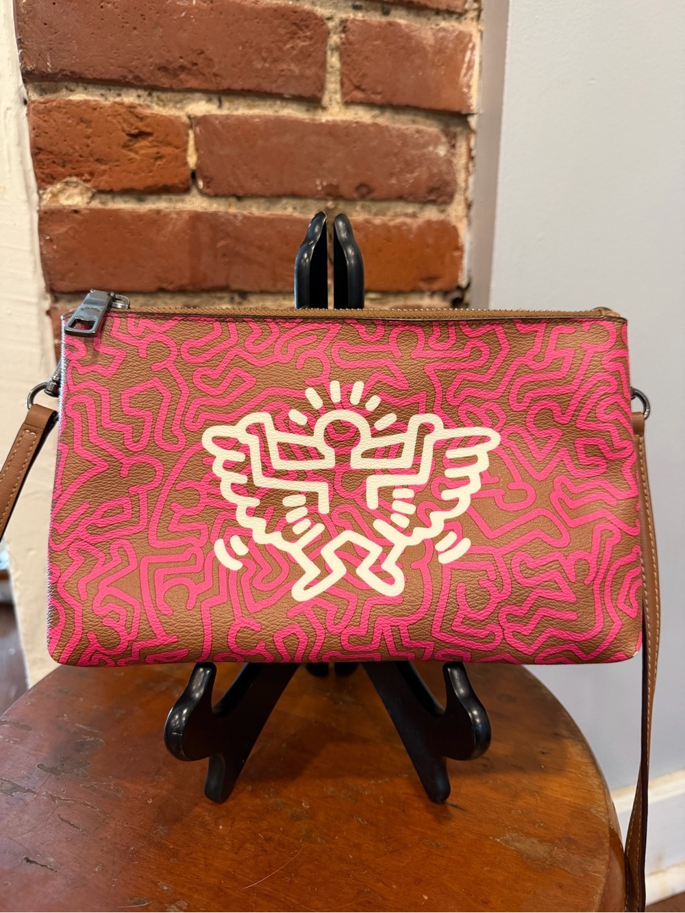 COACH x Keith Haring Lyla Crossbody Bag F11773 Fuchsia Brown Flying Angel Art - Picture 4 of 16